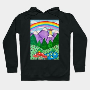 Bob Ross Inspired Trippy Scene Hoodie